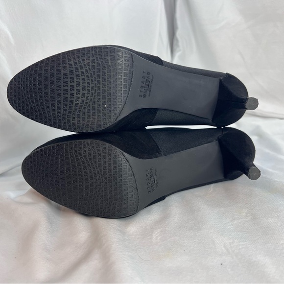 Stuart Weitzman Black Suede Elastic Strap Ankle Bootie Pumps 6M - Picture 10 of 11